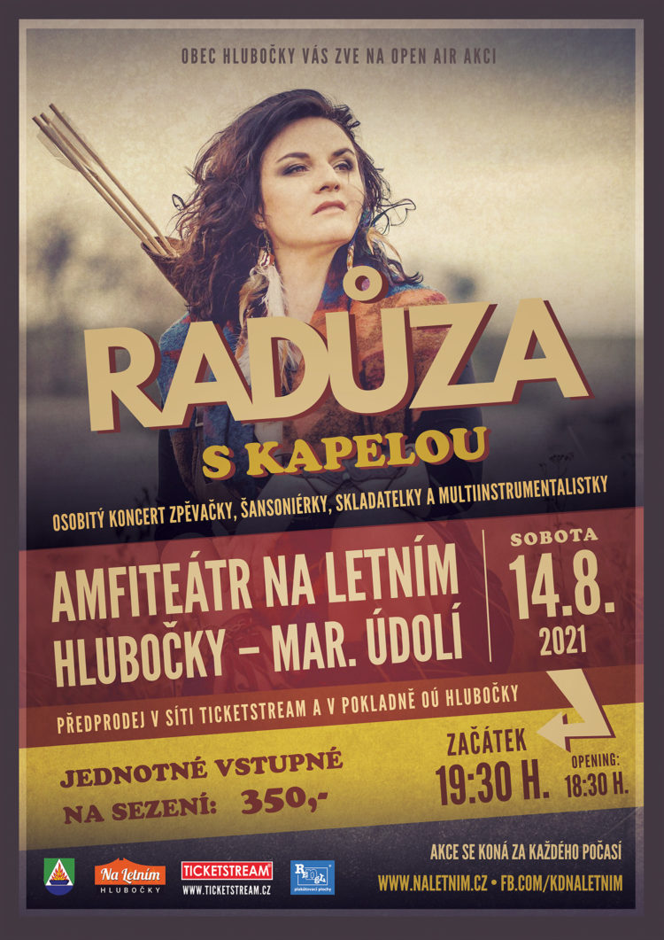 Plakát koncert Radůza s kapelou - Hlubočky 2021